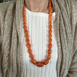 Vintage Orange Opaque Beaded Necklace
